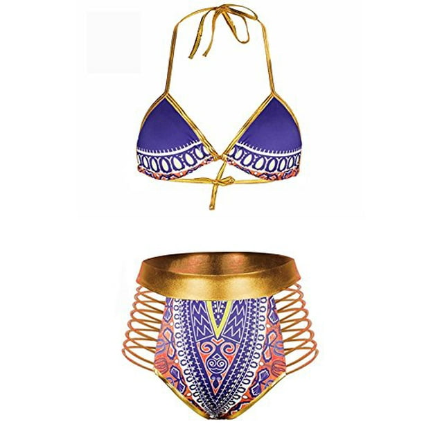 Womens Halter Neck Bikini 2 Piece Tribal Print Summer Beach Swimwear Ladies Size Womens Halter Neck Bikini 2 Piece Tribal Print Summer Beach Swimwear Ladies Size